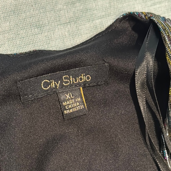 City Studio Black and Silver Long Sleeve Dress - Picture 10 of 12